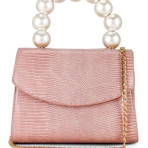 Olga Berg Pink Mini Bag with Pearl Handle